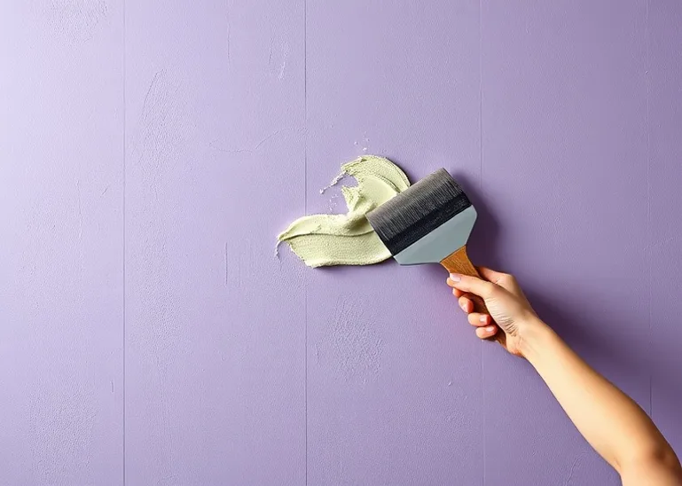 Application d'un enduit décoratif à la lisseuse sur un mur